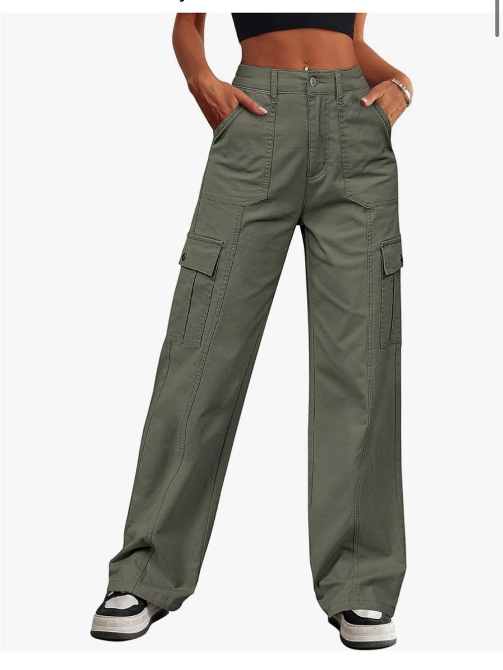 NWOT Army Green Cargo Straight-Leg Women’s Pants